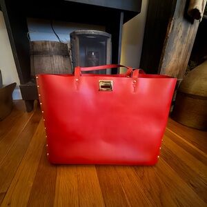 Red Studded Michael Kors Tote Bag